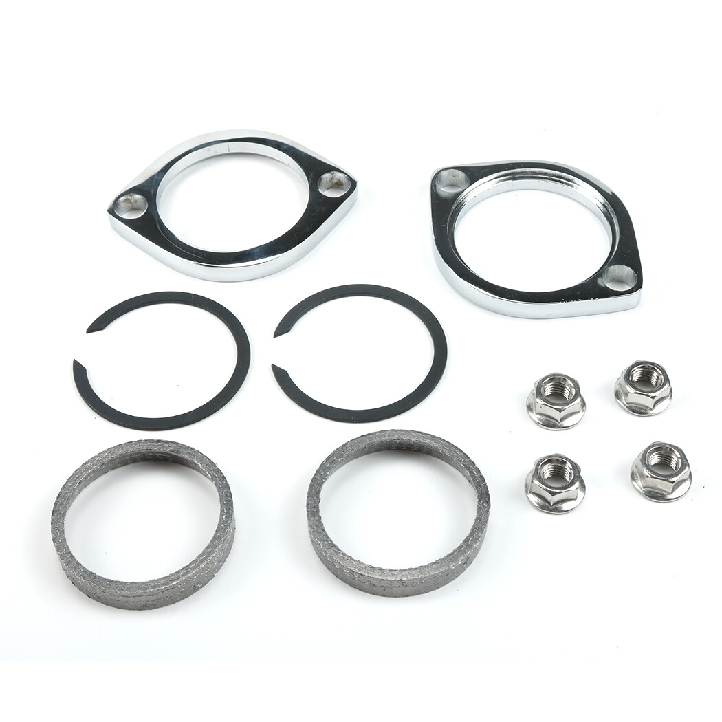 Exhaust Flange Install Kit Pair Flanges Gaskets Nuts Washers For Harley Big Twin
