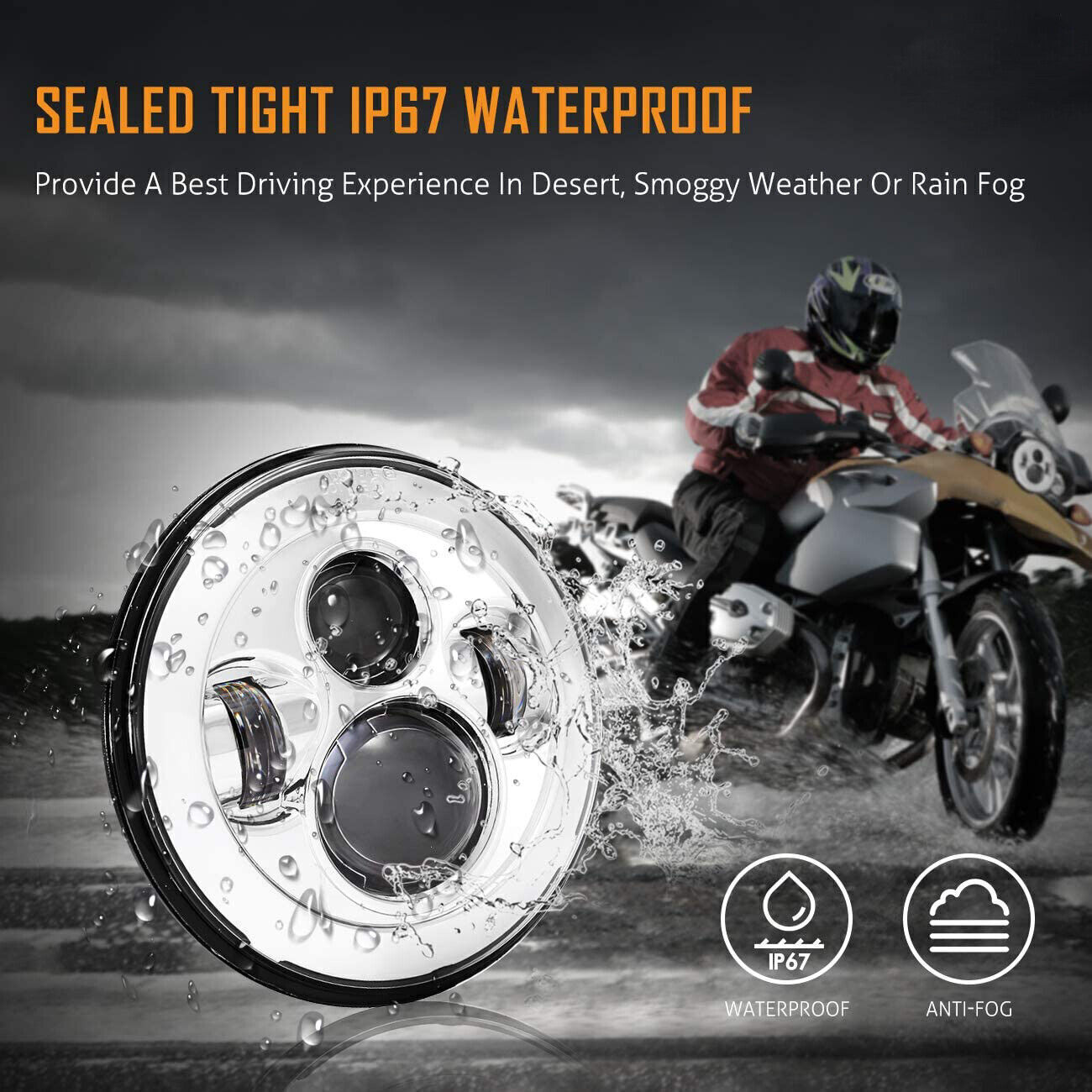 7″ inch Round LED Hi-Lo Headlight H4 9003 For Harley Softail Motorcycle Chrome