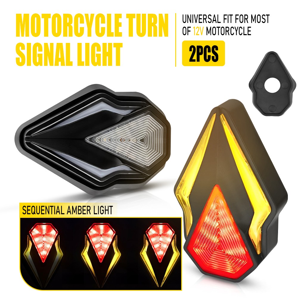 Pair LED Turn Signal Amber Red Light Blinker Flush Mount Motorcycle Universal