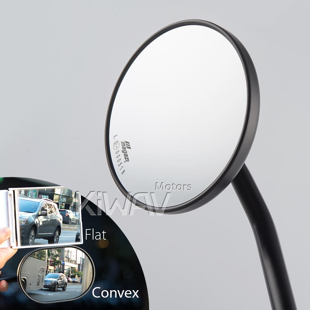 KiWAV round Eclipse black mirrors fits motorcycle Honda Suzuki Kawasaki US STOCK