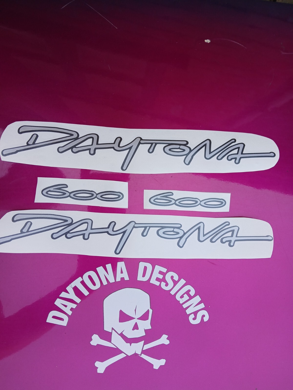 DAYTONA & 600 2002 – 2004 SILVER & BLACK CUSTOM FAIRING GRAPHICS DECALS STICKERS
