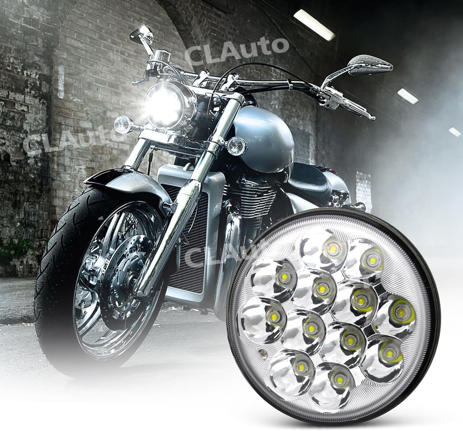 Brightest 5-3/4″ 5.75″ inch LED Projector Headlight For Motorcycle Sealed Beam