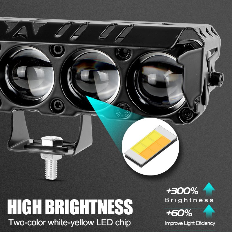 6″inch LED Work Light Bar Driving Fog Lamp Spot DRL Car Offroad SUV Yellow+White