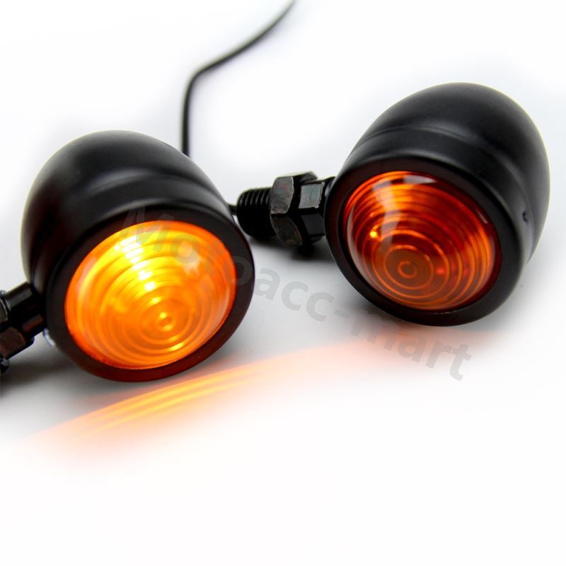 Motorcycle Amber Round Turn Signal Blinker Light Cafe Racer Custom Chopper NEW