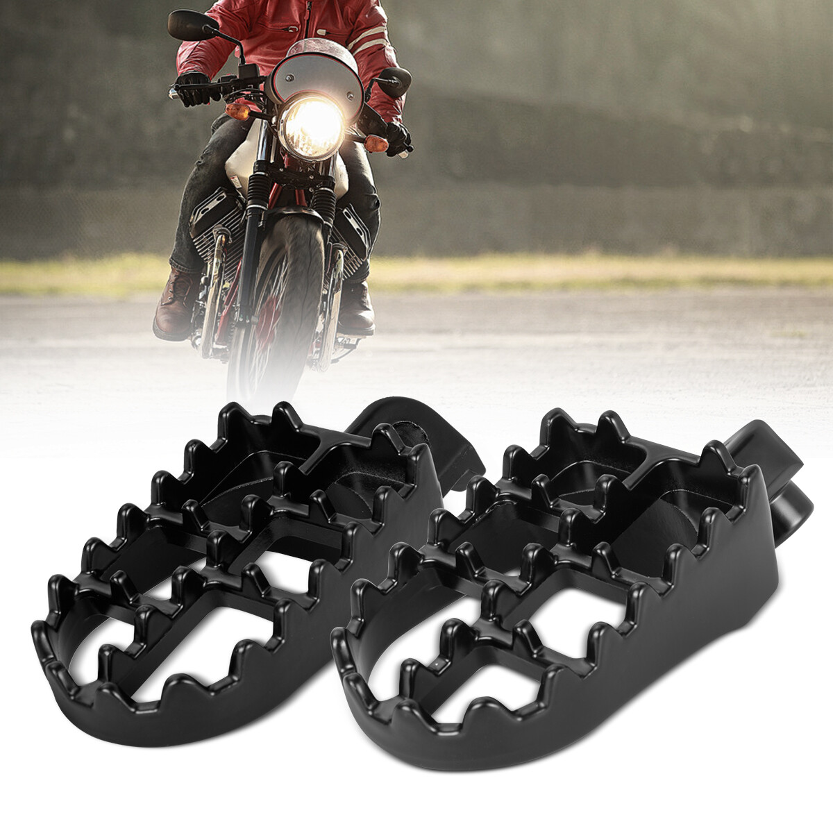Motorcycle Motocross Footrests Wide Fat Foot Pegs Black Aluminium Pedal Pad Pair