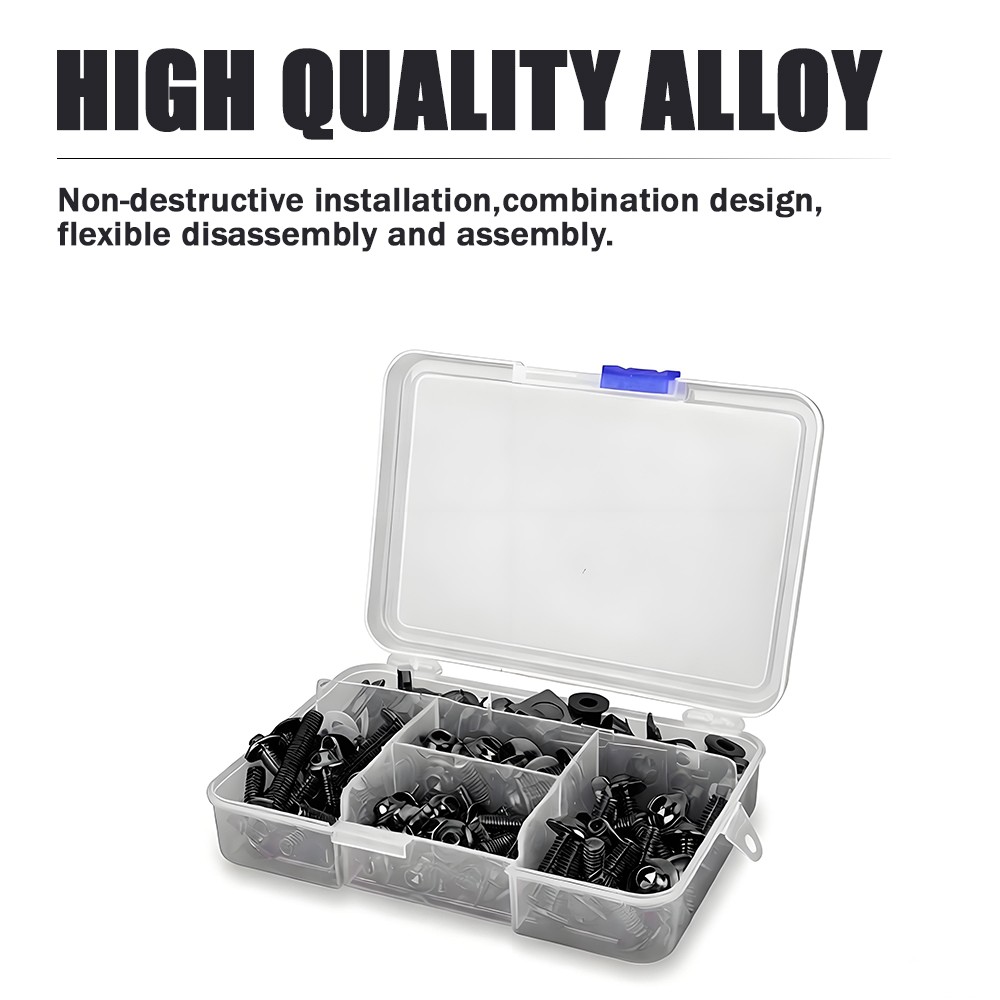 Black Alluminum Set Fairing Bolt Screws Complete Motorcycle Fit Mudgard 195pcs