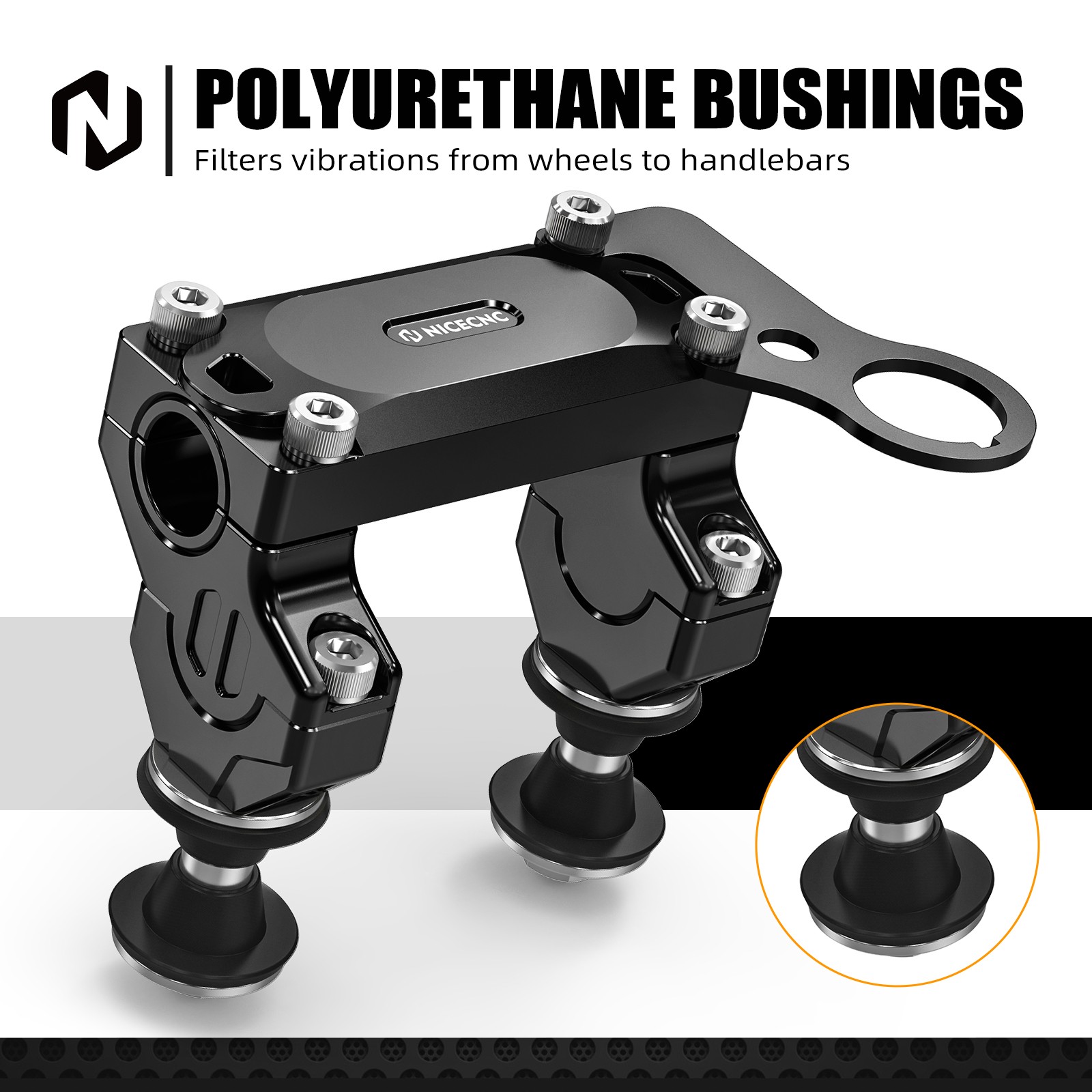 NICECNC HandleBar Riser Mount Clamp Kit For Suzuki DRZ400SM 2005-2023 2024 Black