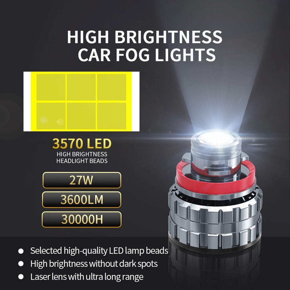 2X 9006 HB4 LED Laser Headlight Bulb Projector Lens auto Fog Light super white