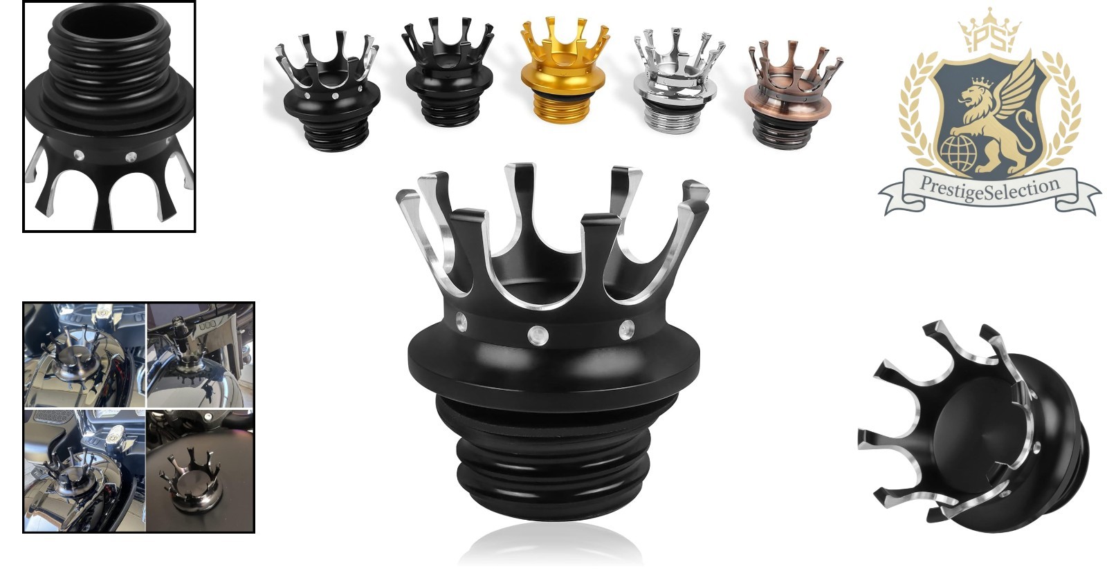 Customizable Harley Davidson Gas Cap – Black Crown Style | Easy Twist-on Closure