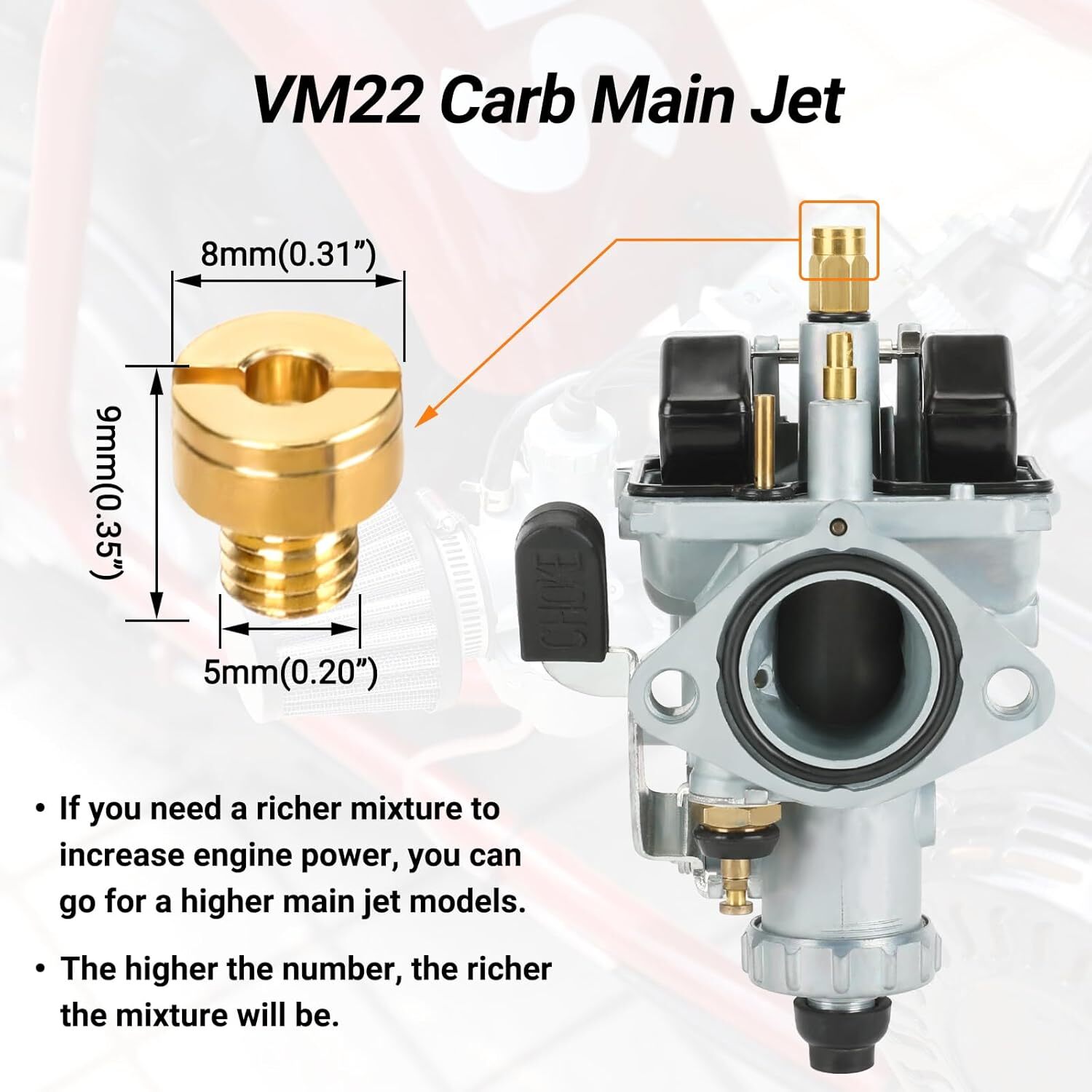 Green VM22 26mm Carburetor For 212cc 196cc Engine GX200 GX160 Mini Bike Go Kart