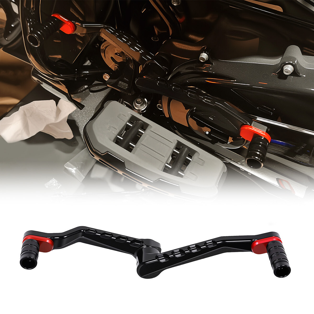 Black Red Footboard Footpeg Shifter Brake Lever Kits For Harley Touring 117 121