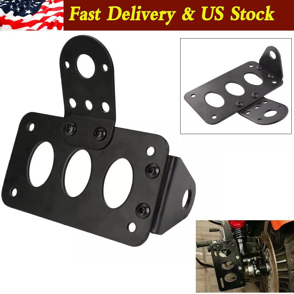 Motorcycle Side Mount License Plate Bracket Holder For Harley Chopper Dyna Black