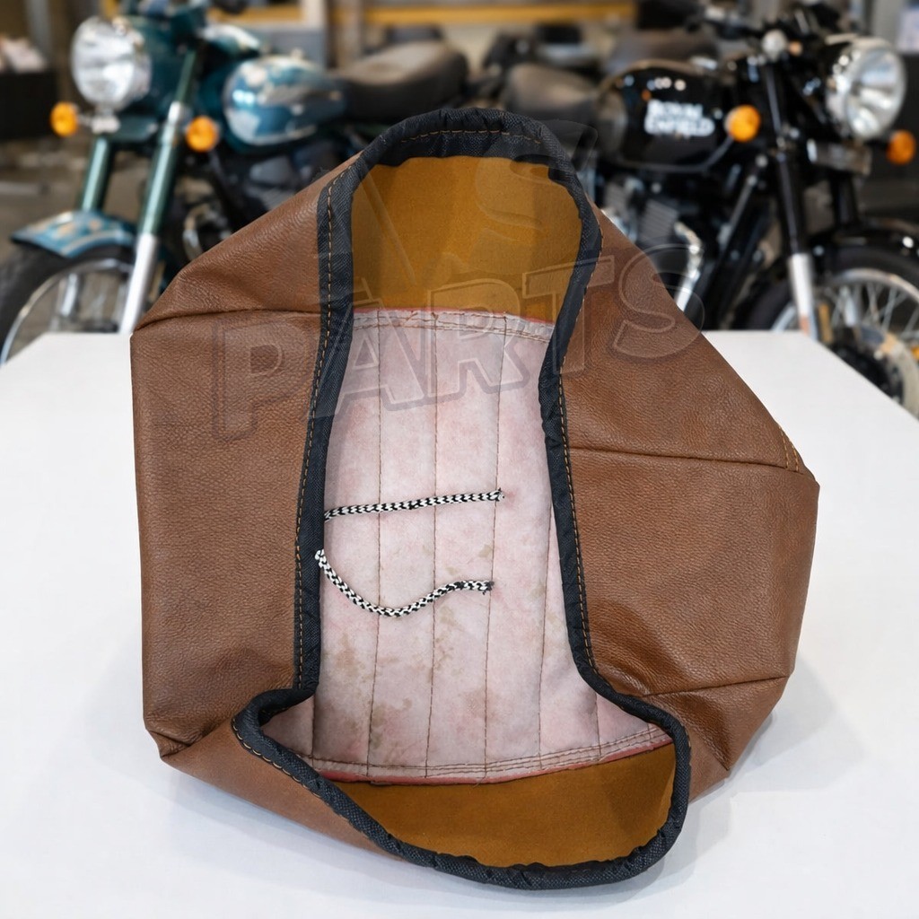 Faux Leather For Royal Enfield Himalayan Seat Cover With Added Cushion Brown