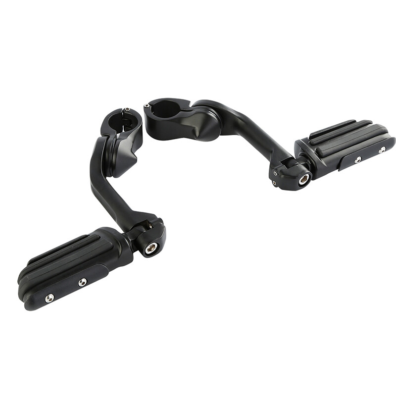 1 1/4″ Matte Black Highway Engine Guard Long Angled Footpegs Pegs Fit For Harley