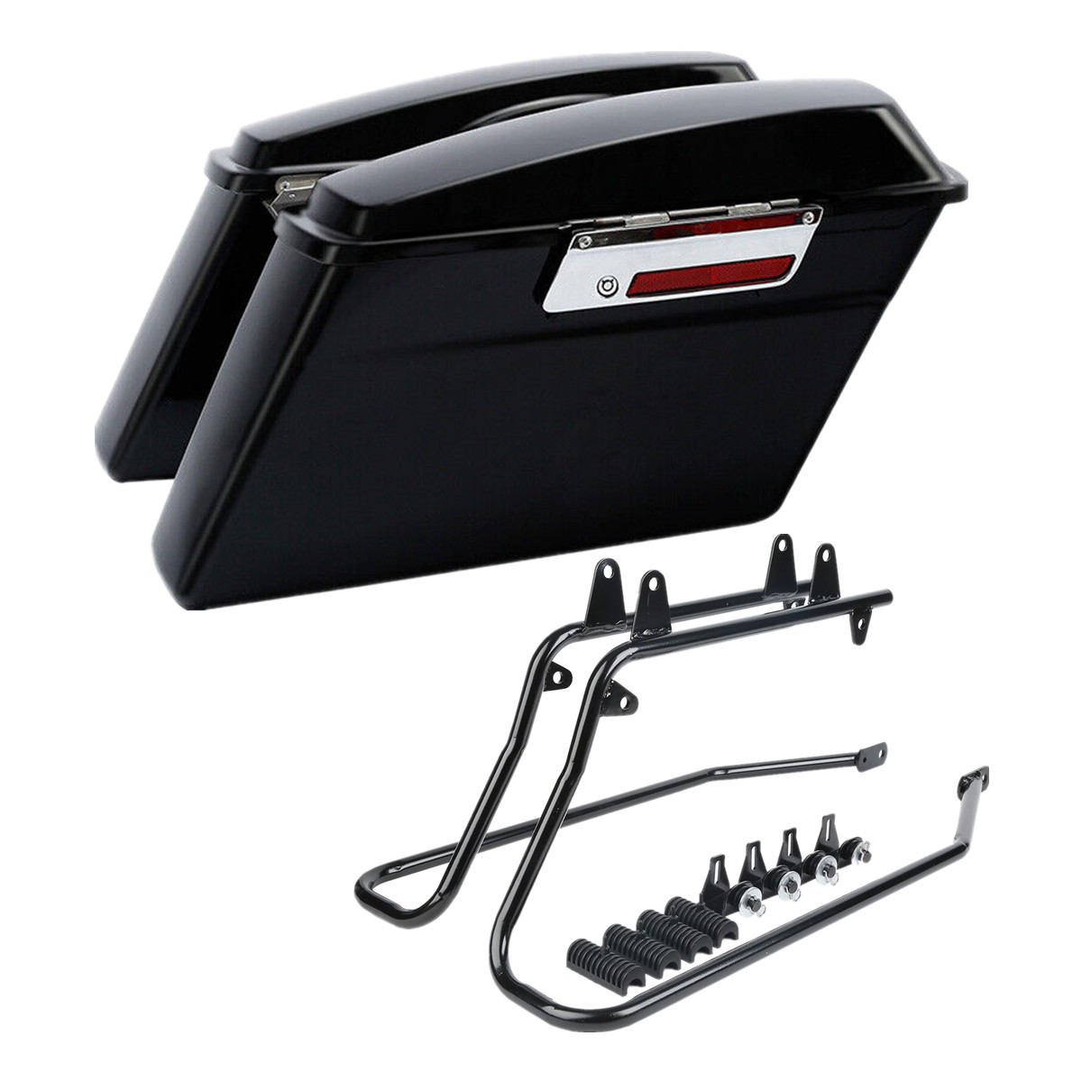 Matte Hard Saddlebags & Conversion Bracket Fit For Harley Softail FLST 1984-2017