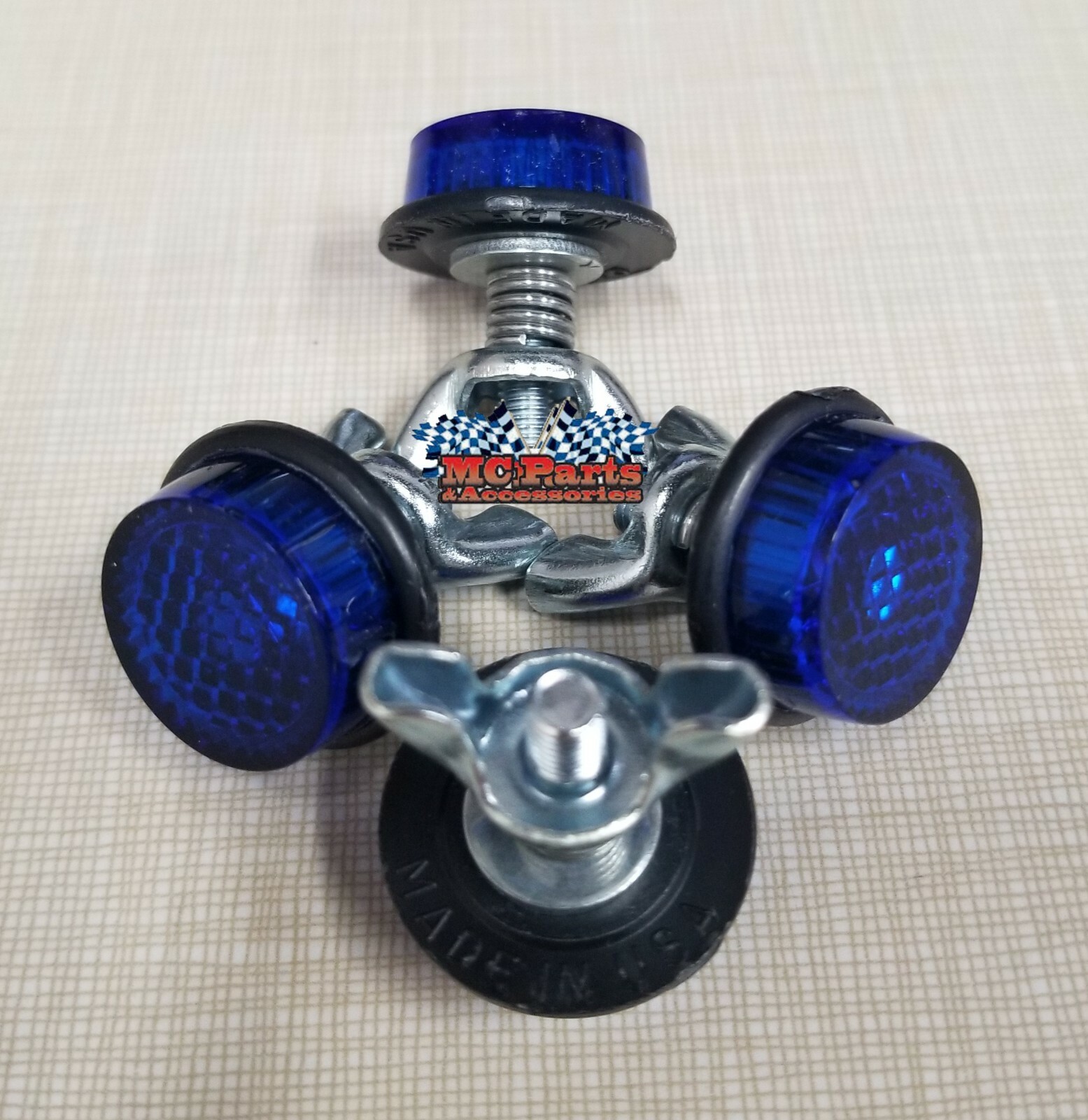 BLUE TAG Reflector Motorcycle License Plate Bolts – Set of 4 – Made in USA