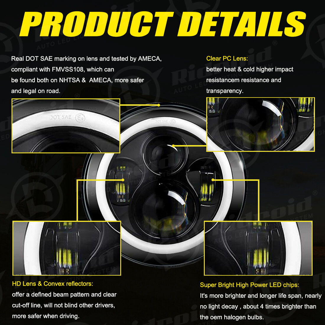 7″ Inch Projector LED Headlight Halo DRL For Harley-Davidson Street Glide FLHX