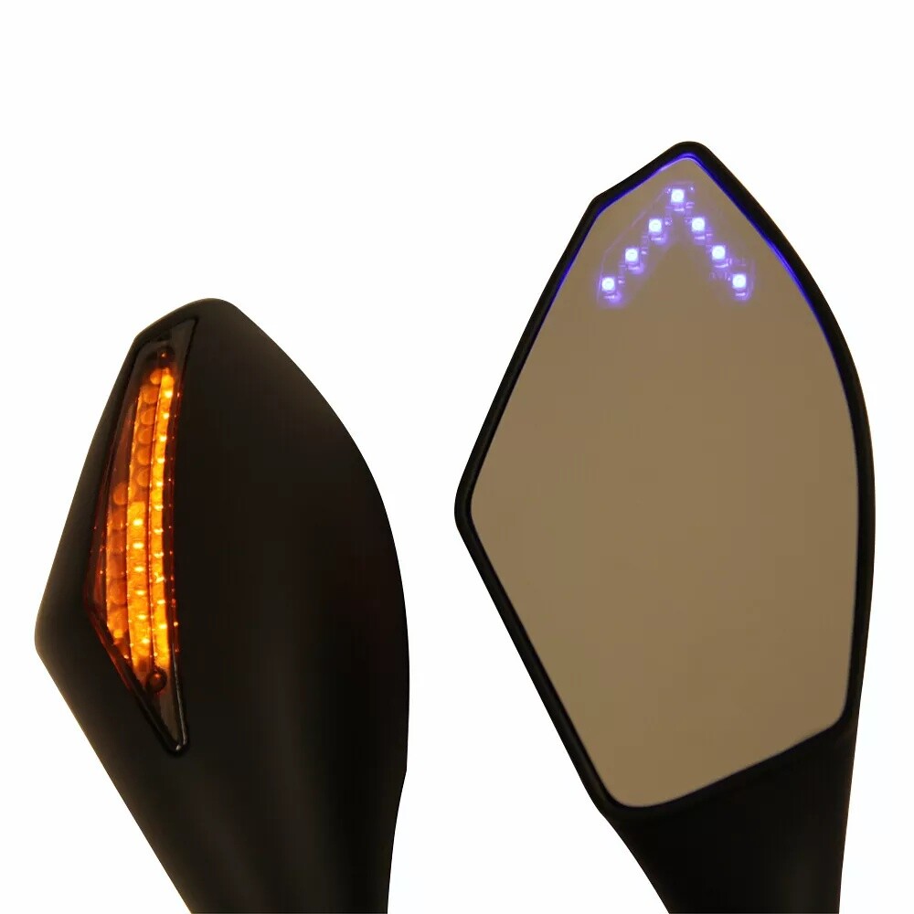 Motorcycle Rear View Mirrors w/ LED Turn Signal Light For Hyosung GT250R GT650R