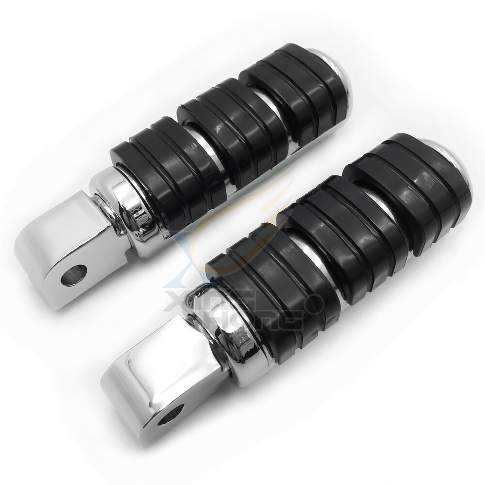Chrome Rubber Custom Footpegs For Suzuki 01-04 Volusia 800 Rear OEM Peg Mounts
