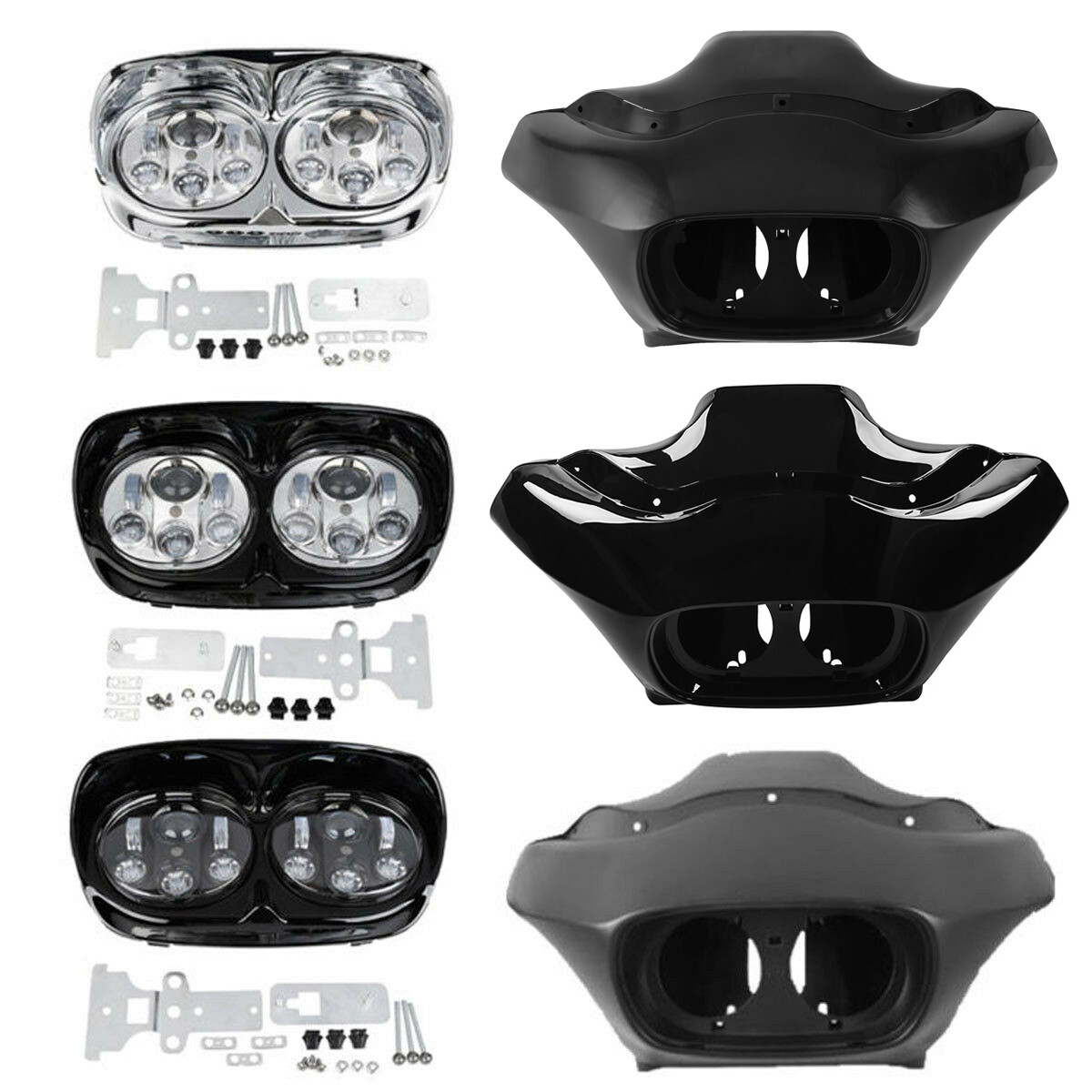 Inner & Outer Fairings Dual Headlight Fit For Harley Road Glide FLTR 1998-2013