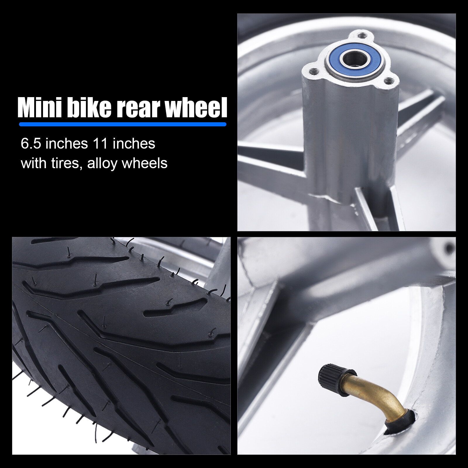 Mini Pocket Bike Rear Wheel Tire Rim w/ Tyre For Motorcycle 49cc Bike Wheel