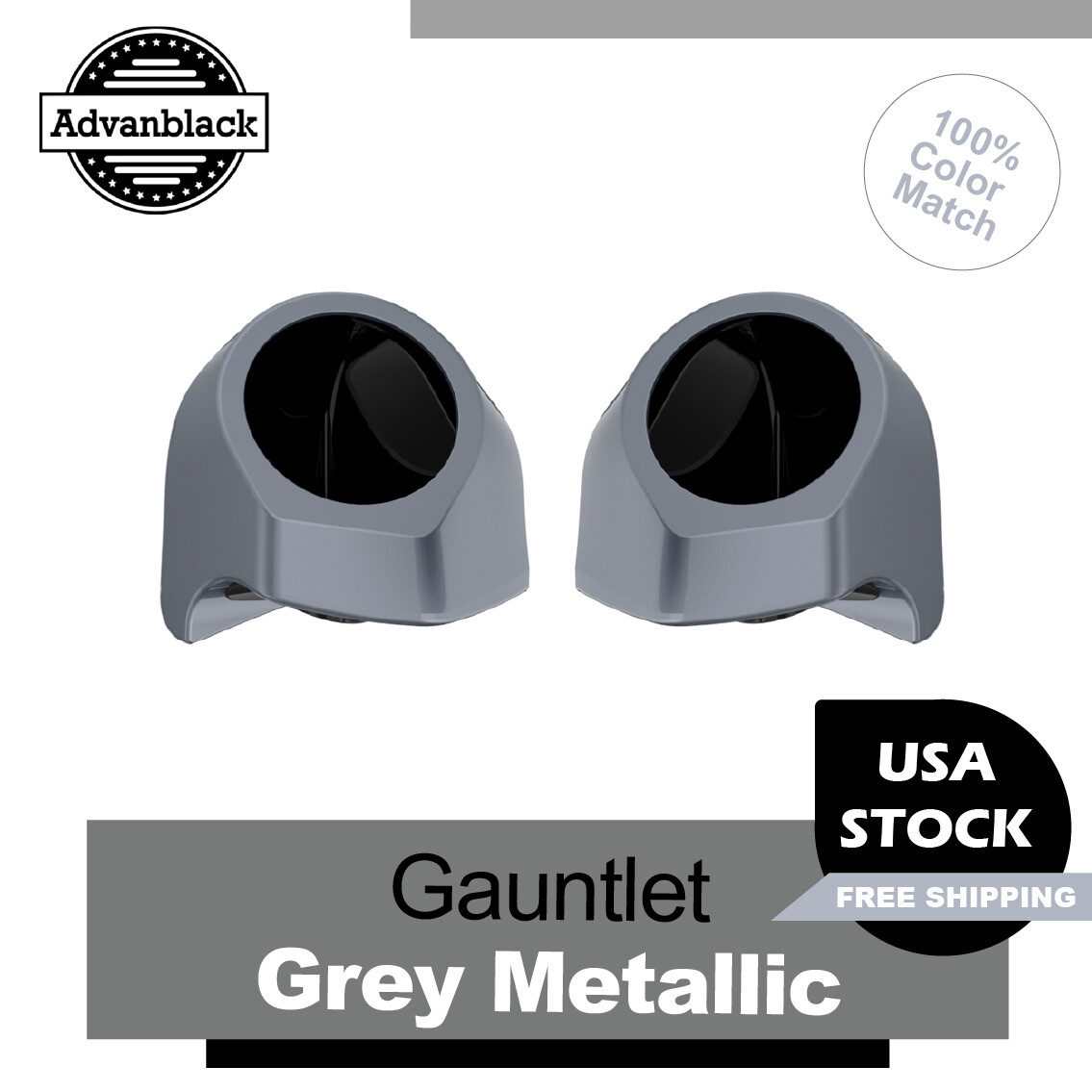 Gauntlet Gray Metallic 6.5 inches Speaker Pods Fits Harley King Tour Pack Pak