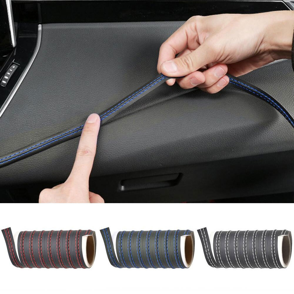 2M PU Leather Car Dashboard Decor Line Strip Sticker Moulding Trim Accessories