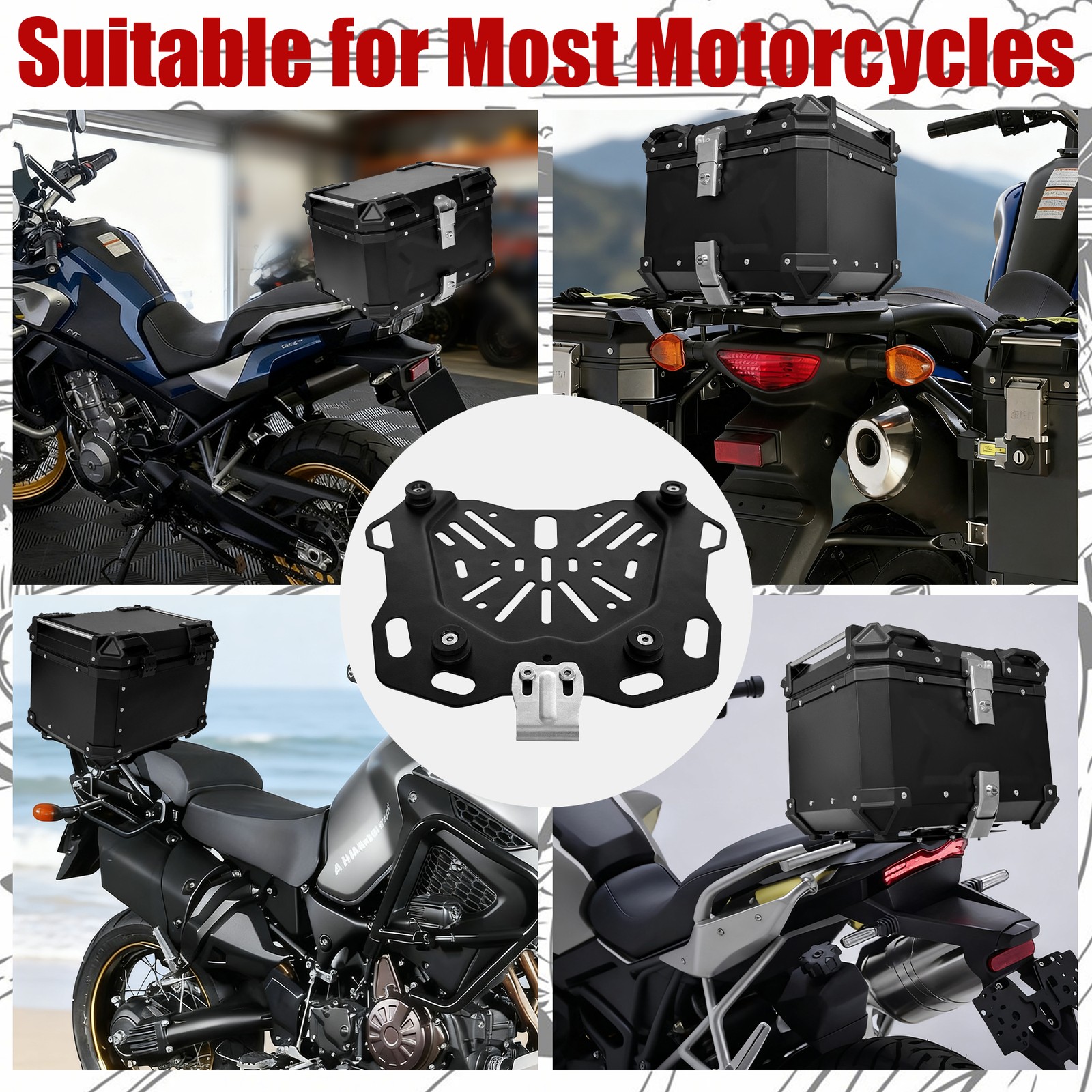 Aluminum Trunk 80L Motorcycle Top Case Waterproof Luggage Storage Tour Tail Box