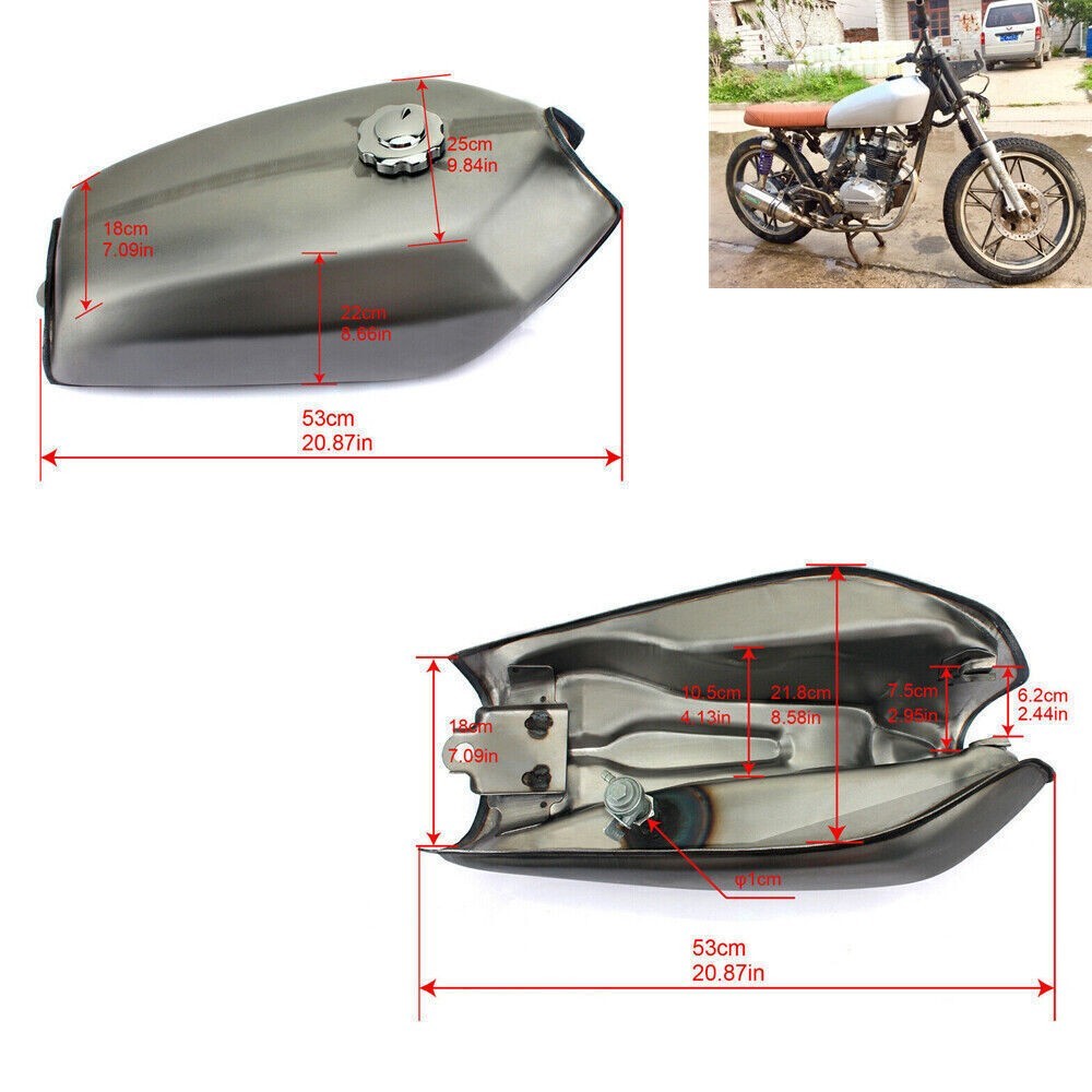 9L 2.4Gal Cafe Racer Custom Gas Fuel Tank Cap for Honda CG125/250 CG125S Classic