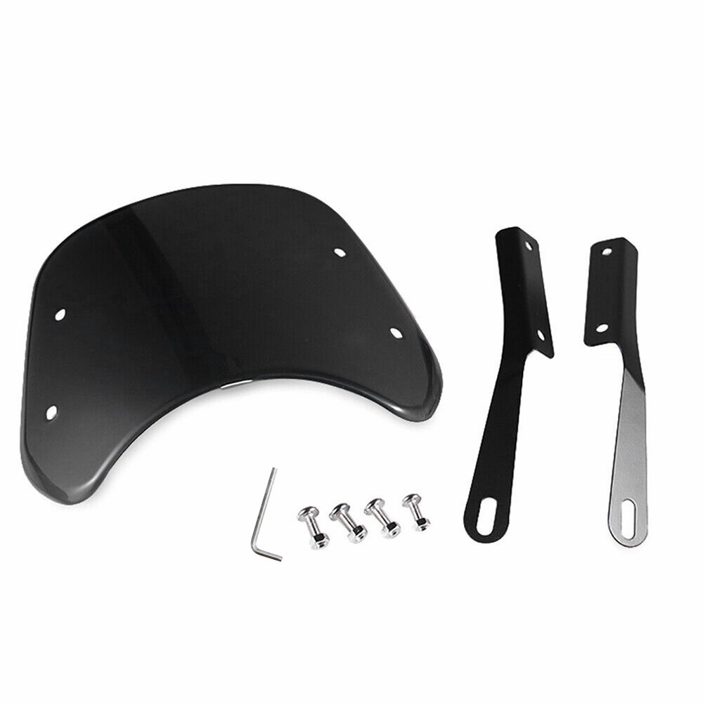 Universal Motorcycle Headlight Fairing Windscreen Windshield Round 5-7” Black