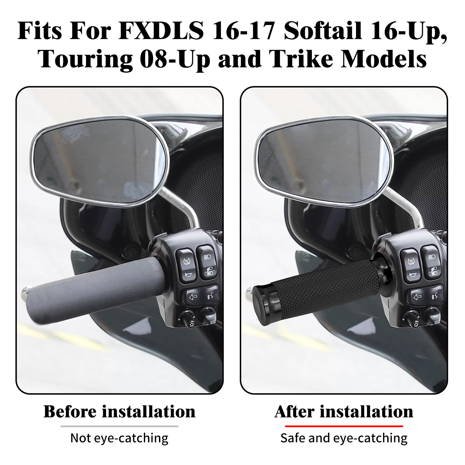1″ CNC Hand Grips Electronic Throttle Fit For Touring 08-up Softail 2016-up Dyna