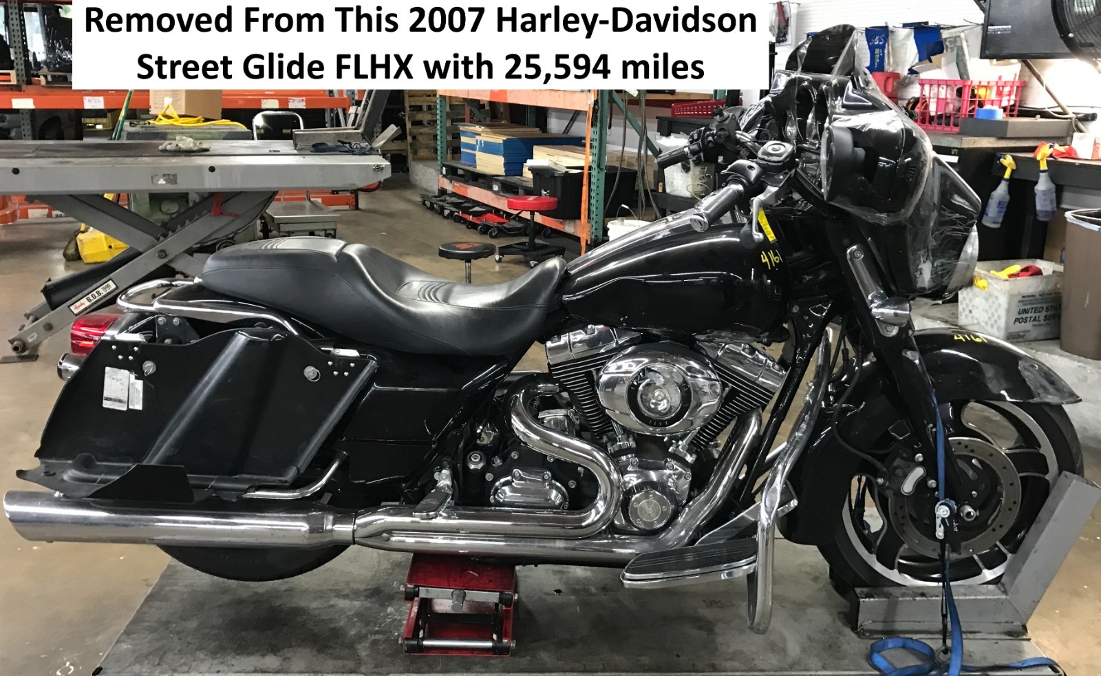 2007 Harley Street Glide Left Side Frame Cover VIVID BLACK #4161