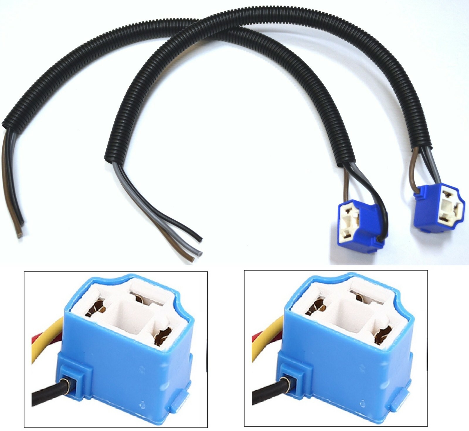 Extension Wire Pigtail Female Ceramic A 9003 H4 Two Harness Head Light Socket OE