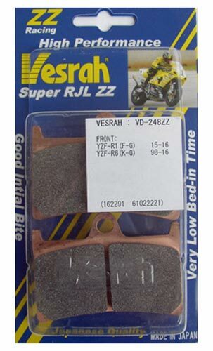 VESRAH 248ZZ BRAKE PADS SINTERED YAMAHA R1 98-06, 15-24, R6 99-20,1 PAIR