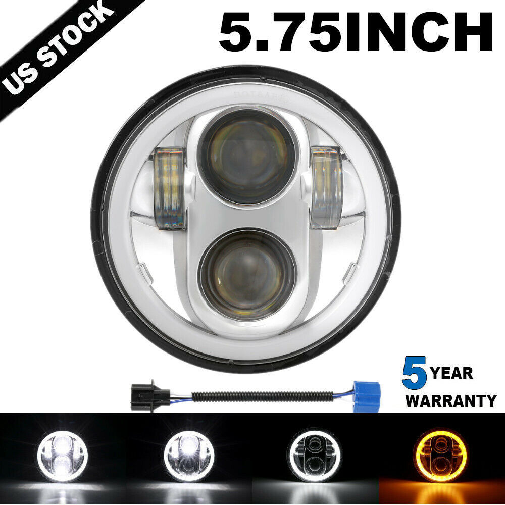 DOT 5-3/4″ 5.75″ 105W Projector LED Headlight DRL for Harley Motorcycle Motor US