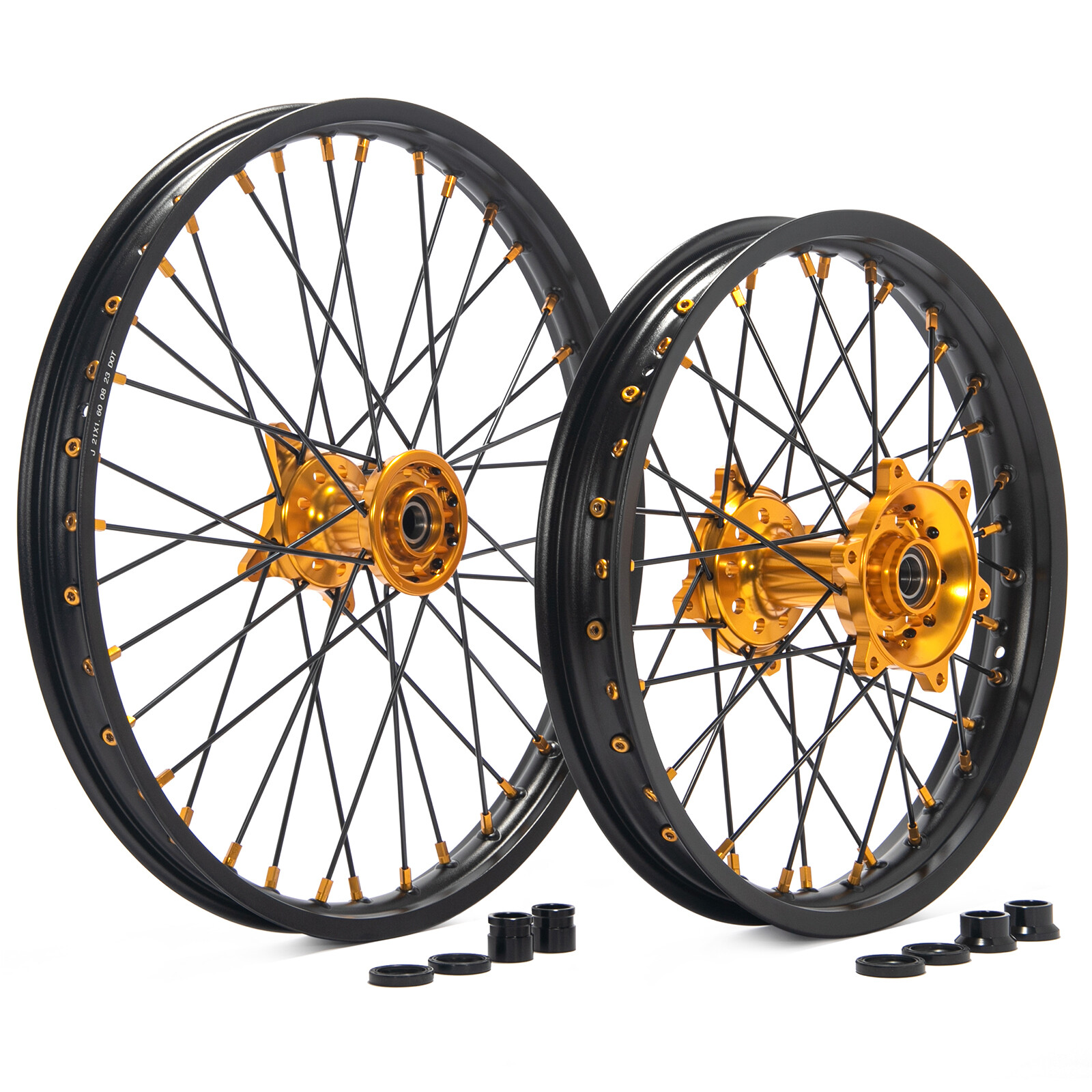 For Suzuki 21/18 CNC Machined Wheels Gold Hubs Set RMZ250 2007-24 RMZ450 2005-24