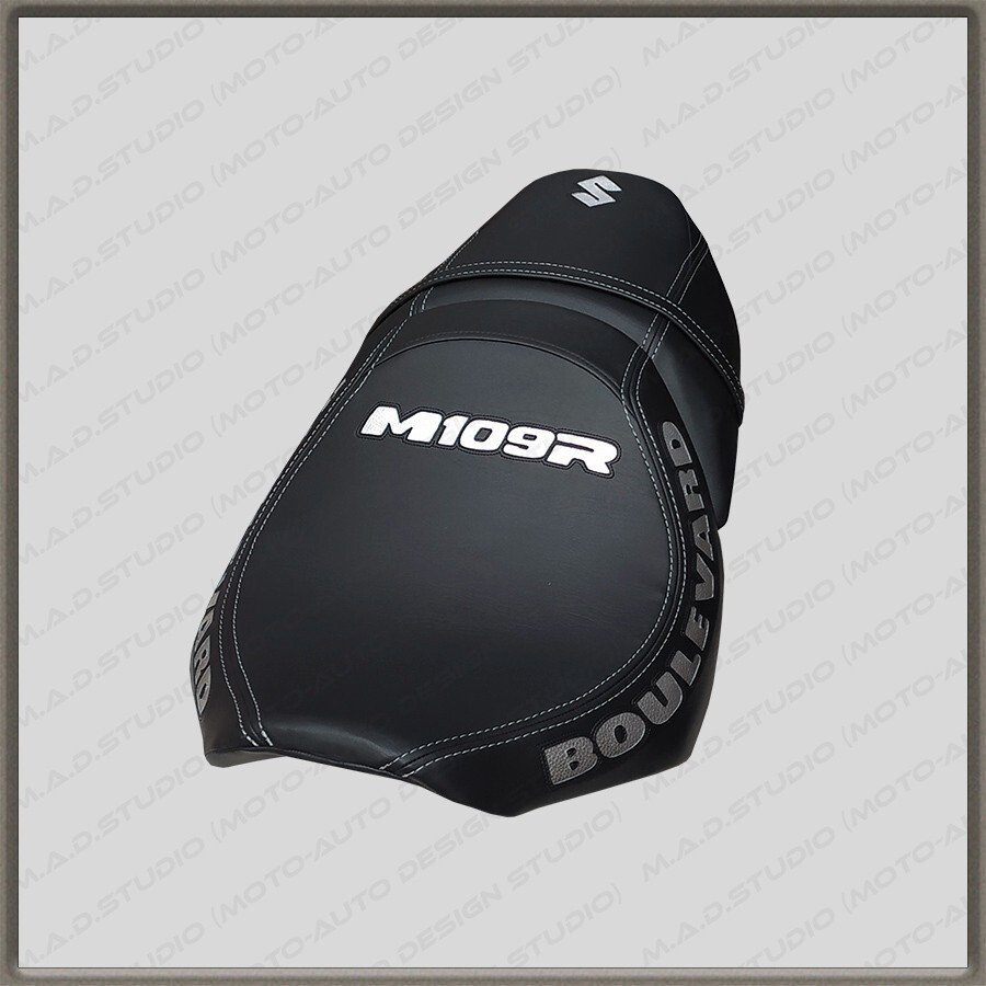 CUSTOM Seat Cover Suzuki BOULEWARD M109R Black+Silver+silver-thread 2006+