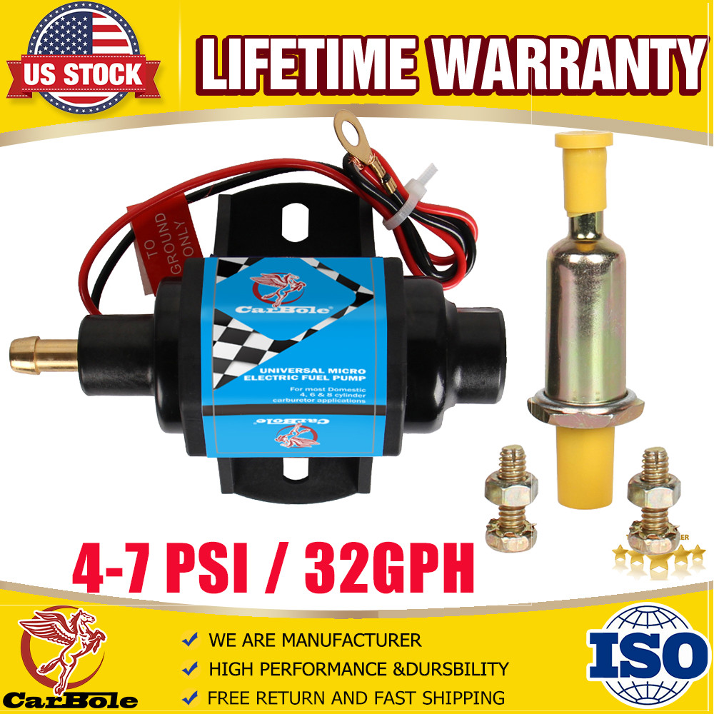 35GPH 12V Universal Electric Gas Fuel Pump External w/ Carburetor 5/16″ 4-7 PSI