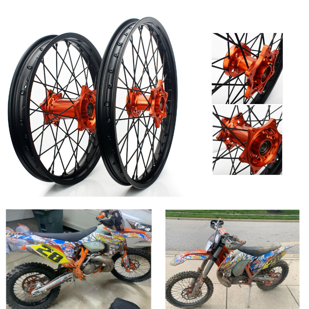 21” 18” Complete Wheels Set Orange Hub Rim 125-540 SX EXC SXF For HUSABERG 03+