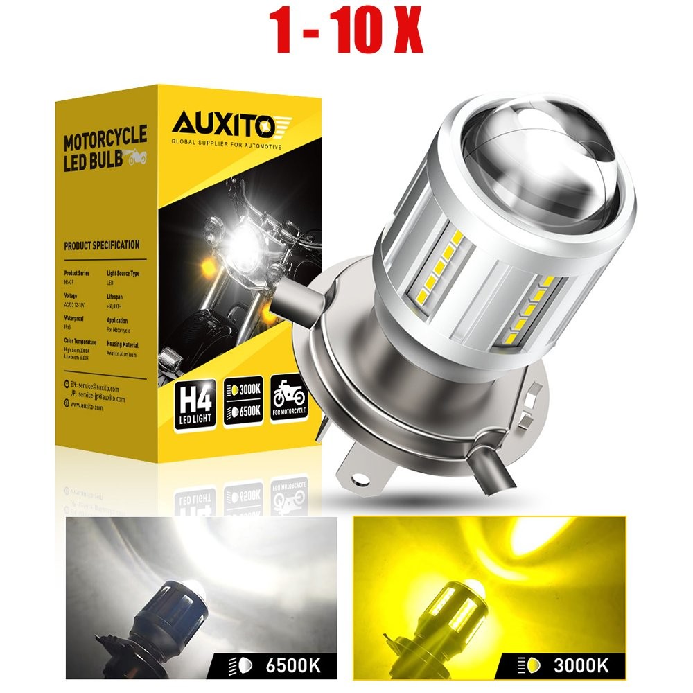 Motorcycle LED 6000K H4 Headlight LED High/Low Beam Lamp White Amber Bulb 1-10X