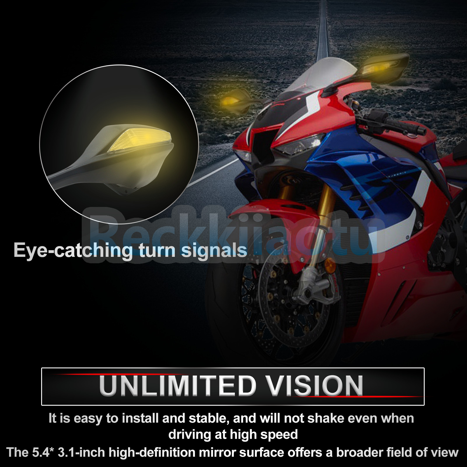 1 Pair of RearView Mirrors LED Turn Signals Fit For Honda CBR1000RR 2017-2024 US
