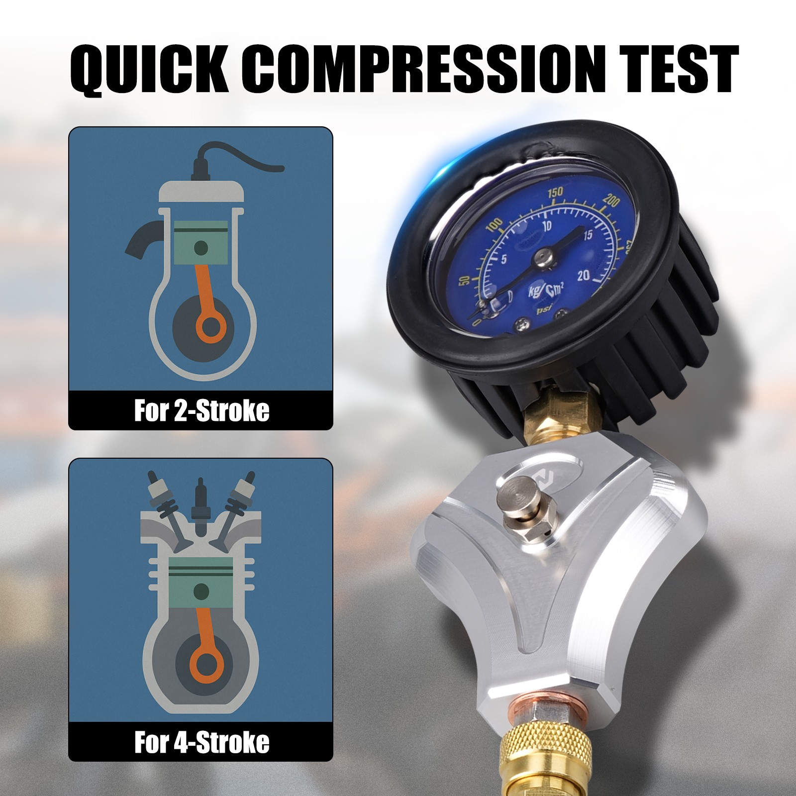 NICECNC Engine Cylinder Compression Gauge Tester for 2-stroke/4-stroke engines