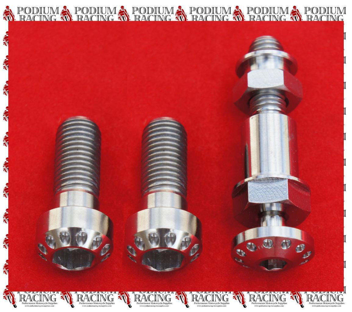 DUCATI MONSTER SILVER TITANIUM KICK SIDE STAND PIVOT & FRAME BOLT SET 821 1200