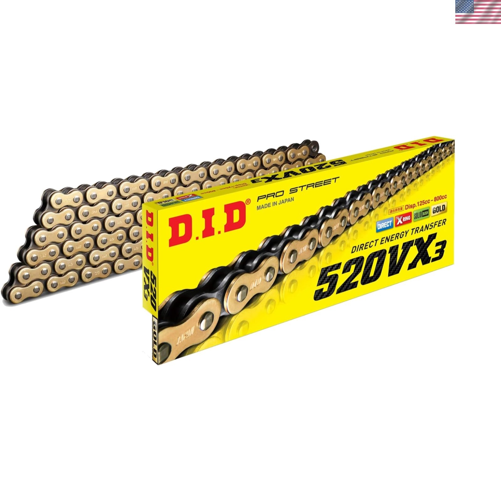 520VX3 Gold X-Ring Chain 108 Link
