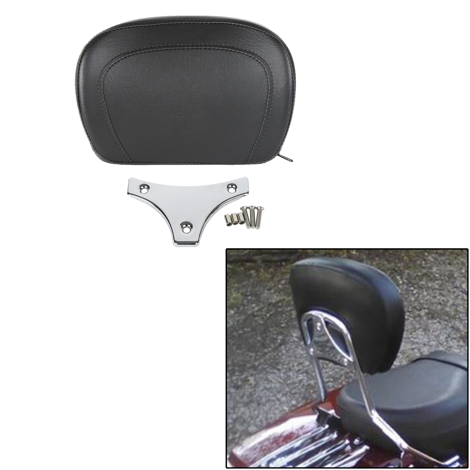 Sissy Bar Passenger Backrest Pad Fit For Harley Touring Street Road Glide 97-24