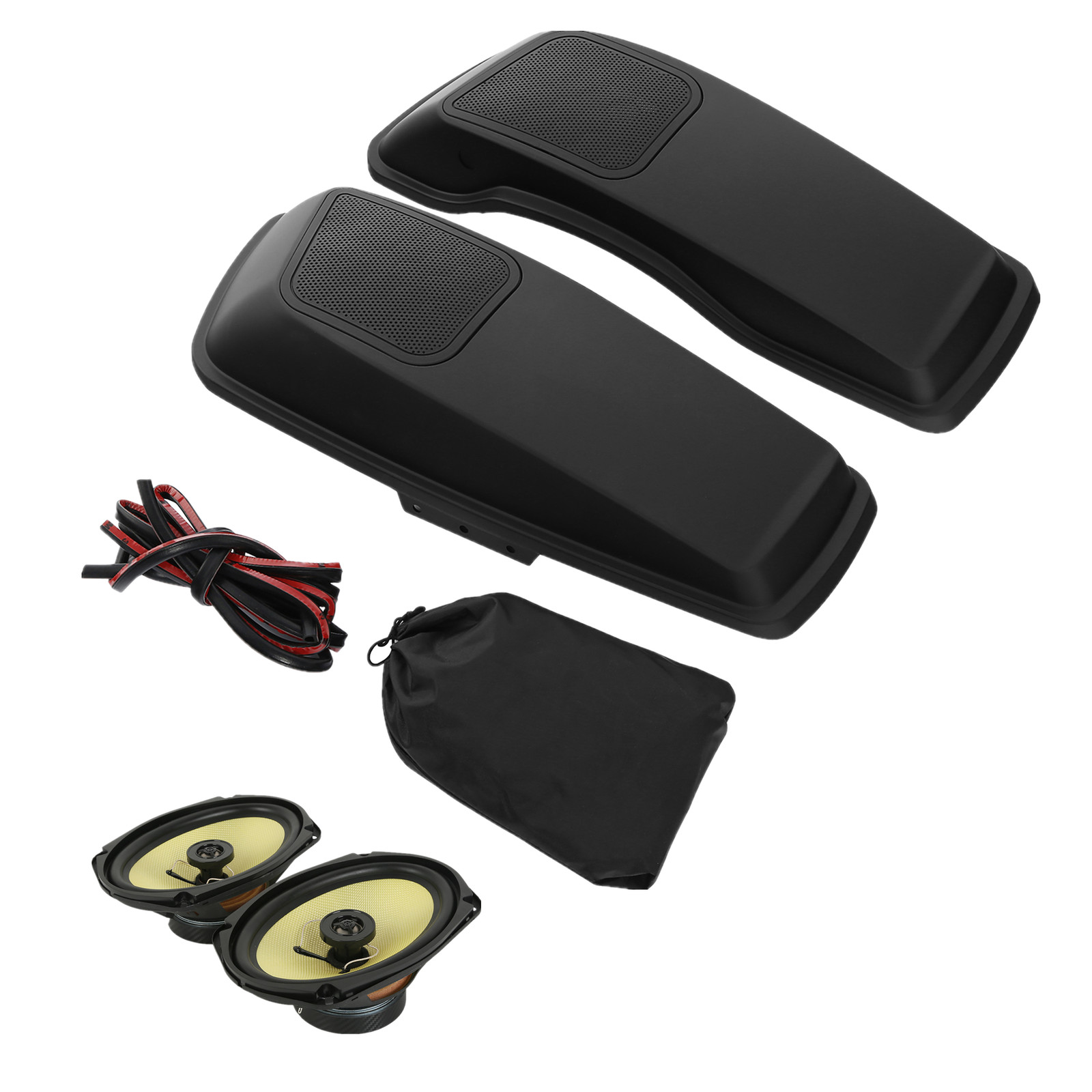 Matte Hard Saddlebags Lid 6×9” W/ Speakers Fit For Harley Touring Glide 2014-Up
