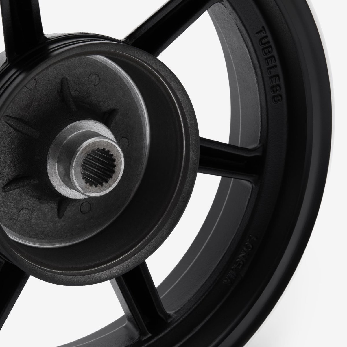 Scooter Wheel Rear Silver Steel Black Powder Coated WHLR255 Unit Gravity Cast