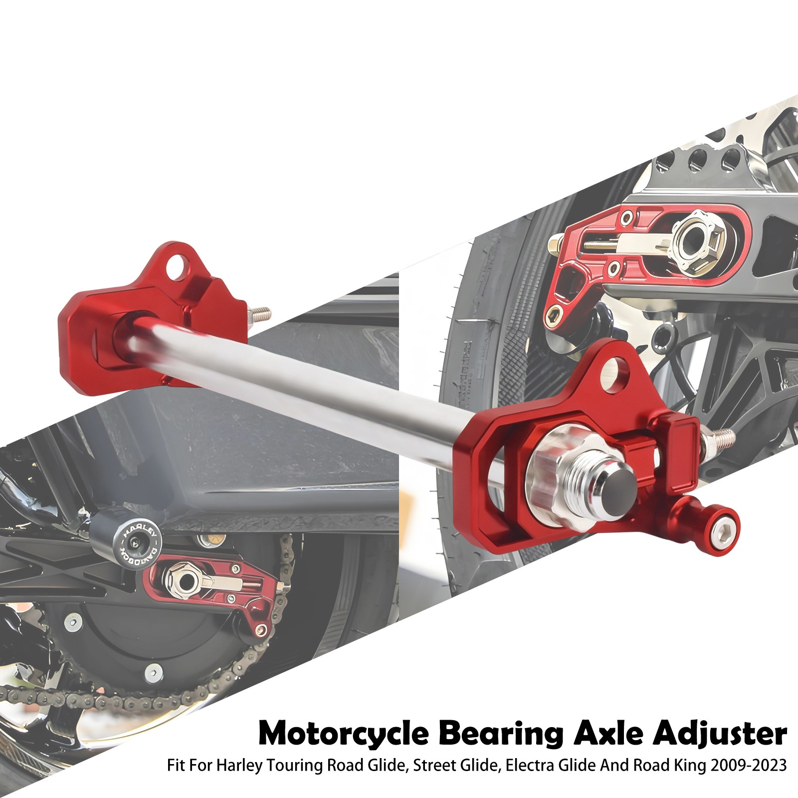 Rear Red Axle Adjuster Kit For Harley Touring CVO FLHX FLHR FLHTK FLTRX 09-2023