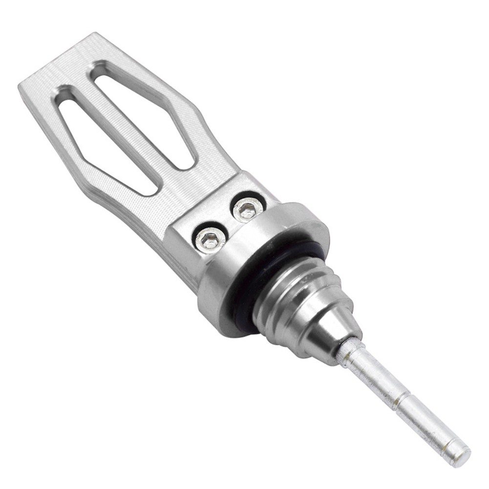 Motorcycle Engine Oil Dipstick Cap Plug CNC Crankcase Oil Level Gauge Silver