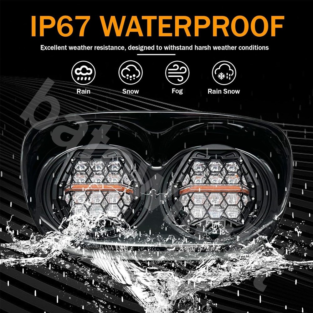 Fit for Harley Road Glide 2003-2013 DOT 270° LED Dual Headlight Head Lamp w/ DRL